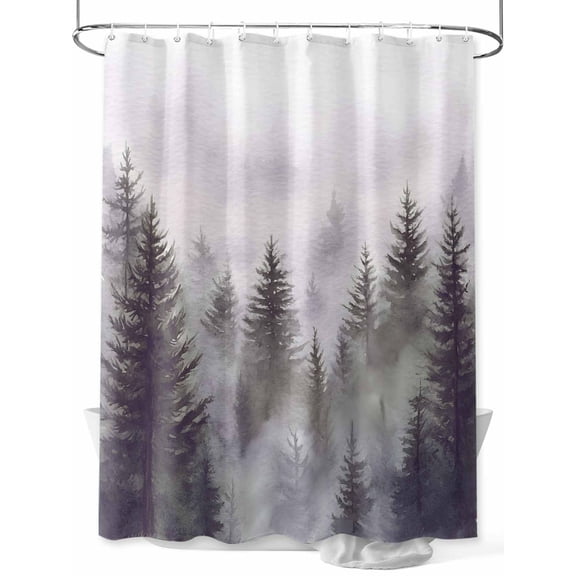 Fsddascl Green Forest Shower Curtain Set - 54" x 78" Washable Bathtub Curtain with 12 Hooks, Vintage Rustic Pine Trees Nature Landscape Waterproof Fabric Stall Shower Curtains for Bathroom/Bathtub