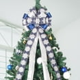 thumbnail image 3 of Christmas Tree Topper Christmas Wreath Bow, 52 * 13 inches Large Tree Toppers Bow with Snowflake Patterned for Xmas Tree Décor Christmas Home Indoor Outdoor Decoration Lake Blue Multicolor, 3 of 12