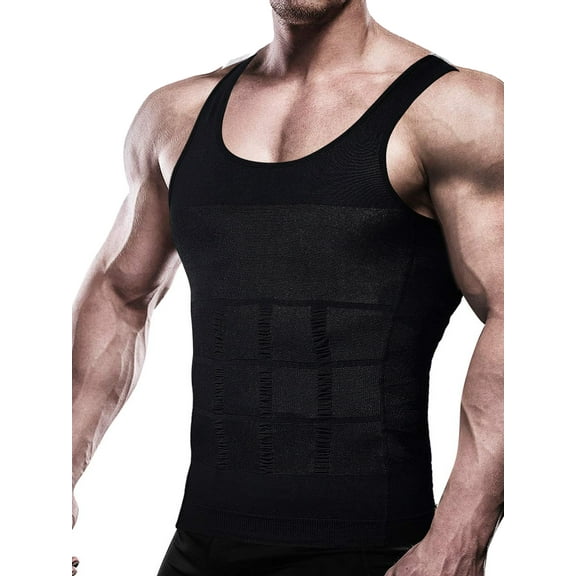 Men’s Chest Compression Shirt Slimming Abs Abdomen Body Shaper Undershirt to Hide Gynecomastia