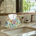 thumbnail image 5 of SEANATIVE Floral Tissue Box Cover Rectangle Tissue Box Holder for Bathroom Portable Tissue Holder for Kitchen Tissue Paper Box Cover PU Leather Tissue Box Organizer for Bathroom, Car, Bedroom, 5 of 7