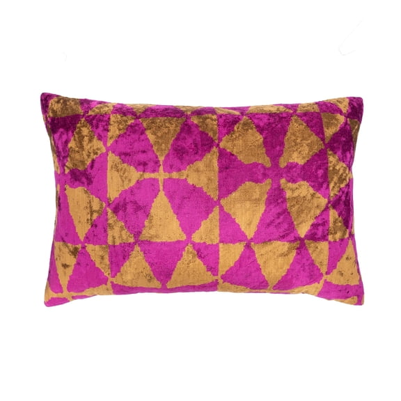 Heather Silk Velvet Ikat Pillow, 16" X 24"