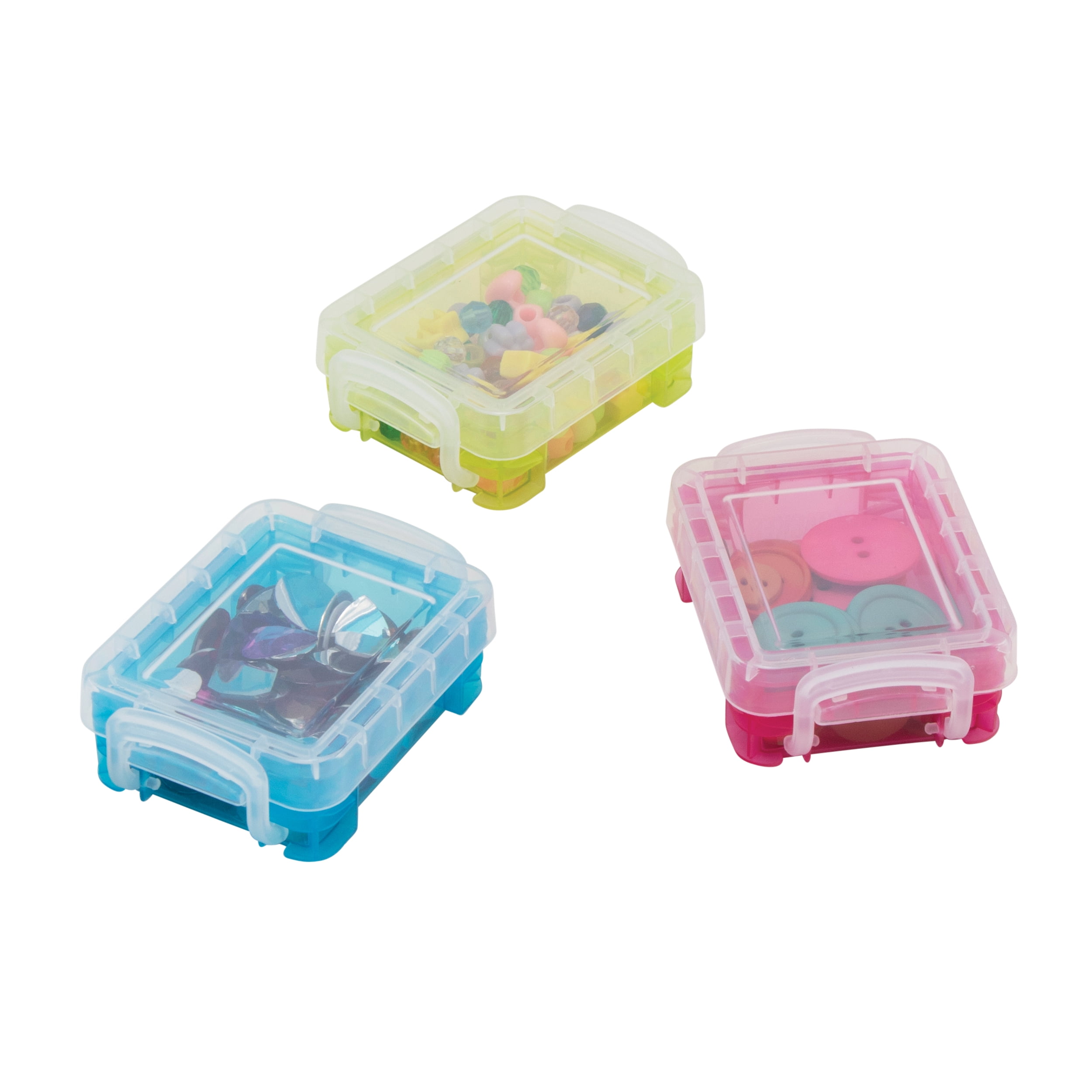 Super Stacker 3 Count (36 total) Assorted  Color Bitty Boxes - Storage Organizer for Office and Craft Supplies - 12 Bulk Pack