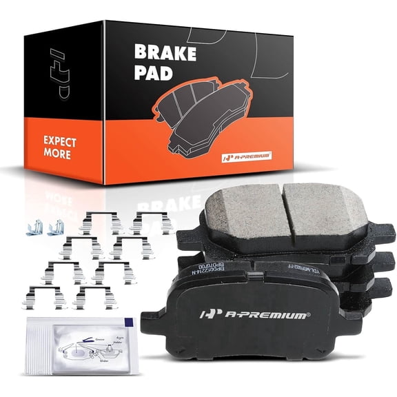 A-Premium Front   Ceramic Disc Brake Pads Set Compatible with Select Lexus and Toyota Models - ES300 1997-2001 RX300 1999-2001 Avalon 1998-2004 Camry 1997-2001 Solara 1999-2003 w/Hardware 4 Pcs