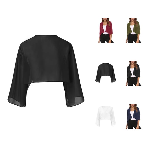 Chiffon Shrugs Cardigans for Women 2025 Lightweight Short Sleeve Open Front Bolero Shrug Cropped Cardigan