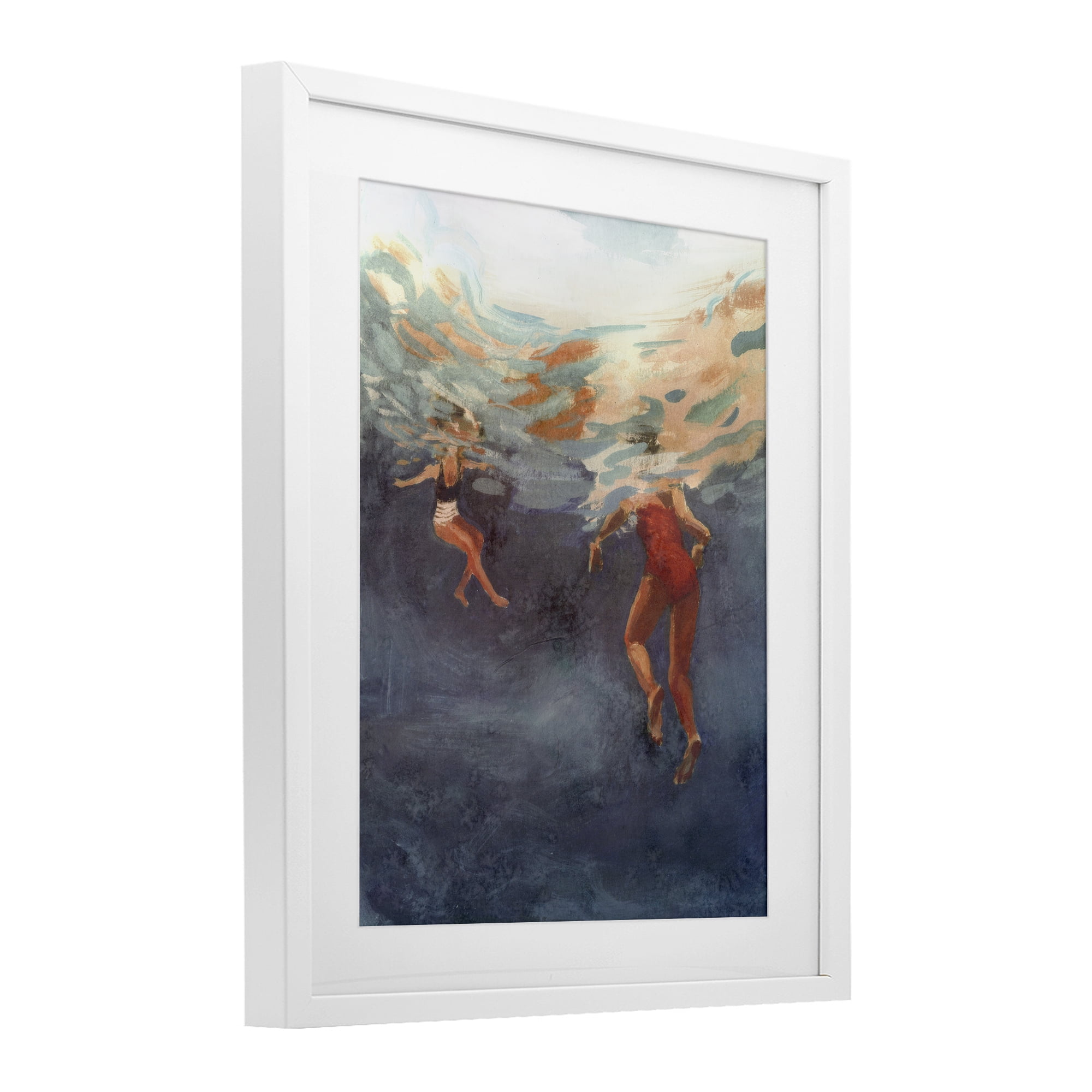 Stupell Industries Summer's Dance Swimmers White Framed Print Under Glass, design by Victoria Barnes