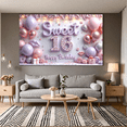 thumbnail image 7 of Flower Design Sweet 16 Banner Glittery Number Birthday Banner Happy Birthday for Teen Celebration Indoor Decor Festive Party, 7 of 7