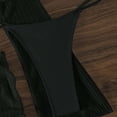 thumbnail image 4 of UTSJKR Women's Mesh Hollow Out Drawstring Bikini 3 Piece Set, Cutout Tie Design Bathing Suit, Sexy Vacation Beachwear Black S, 4 of 7