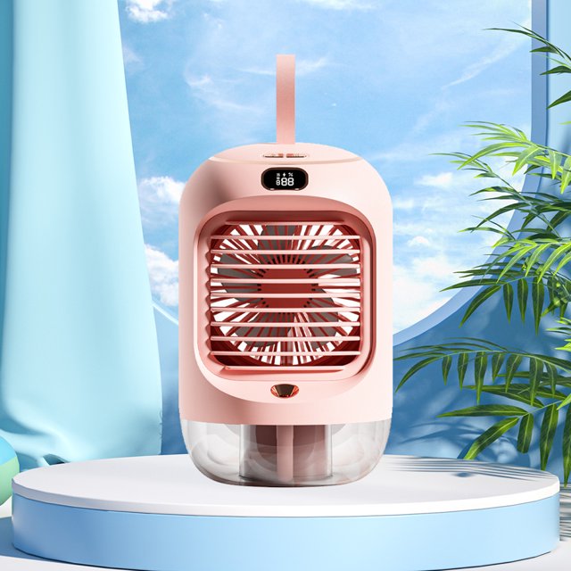 Ventilador de aire acondicionado Ventilador eléctrico doméstico Refrigerador de aire recargable por USB (rosa) Sywqhk Libre de BPA