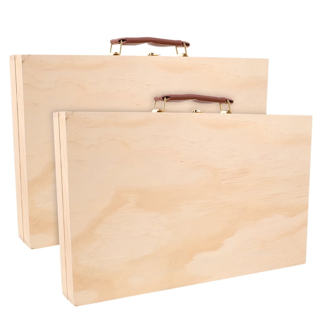 Caja de suministros para arte (2 unidades): Estuche portátil de madera para arte con cierres de seguridad, estuche de herramientas para artistas, caja de herramientas de madera para sellos y pinceles.