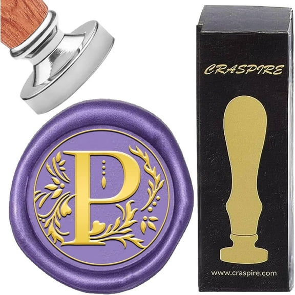 1 Set Letter P Wax Seal Stamp Silver Removable Retro Alphabet Initials Sealing Wax Stamp Classic Vintage 25mm Brass Head Wood Handle for Wedding Invitation Gift Decoration Envelope Sealing