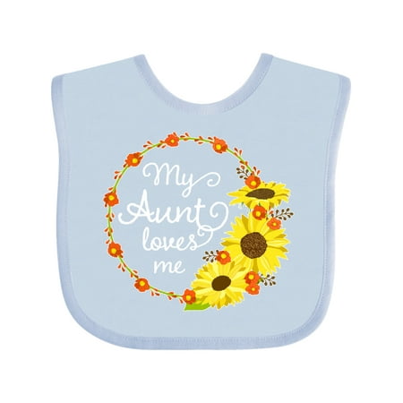 

Inktastic My Aunt Loves Me with Sunflower Wreath Gift Baby Boy or Baby Girl Bib