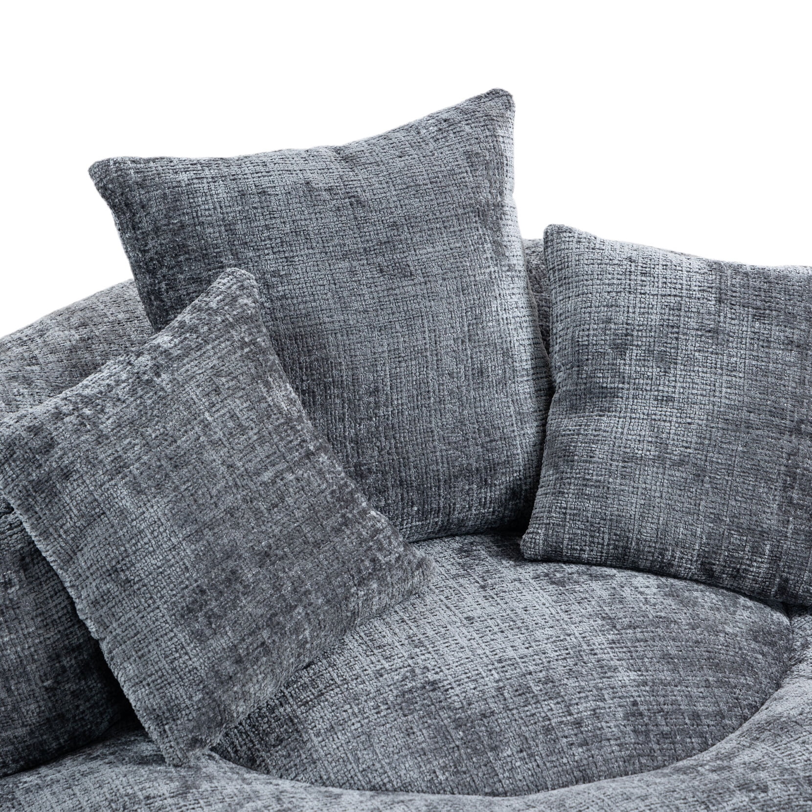 Oversized Chenille Bean Bag Chair for Adults & Kids, Indoor & Outdoor Lazy Bean Bag Sofa with Wrap-Around Backrest & Pillows for Bedroom, Living Room, Playroom, 42.52''x42.52''x20.47'', Gray