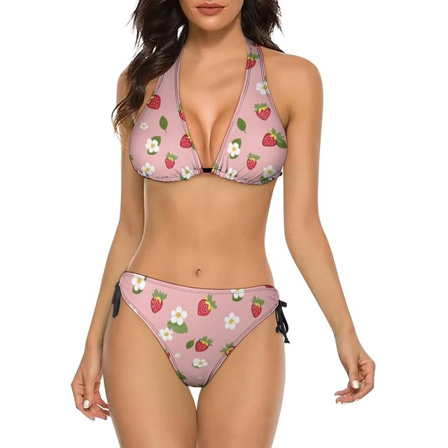 NICKSUN Women's Bikini Sets, Cute Print Two Piece Bathing Suits Sexy Halter Padded Bikini Swimsuits
