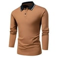 thumbnail image 2 of UVEASISHA Mens Fashion Polos Shirts Business Casual Long Sleeve Work Shirt Contrast Neck Button Up Golf Shirts Comfy Slim Fit Poloss Sales Today,Orange,M, 2 of 8