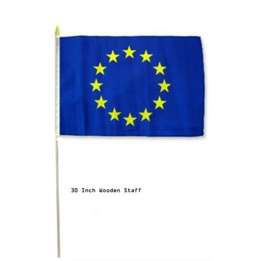 12x18 12"x18" European Union Country Stick Flag 30" Wooden Staff