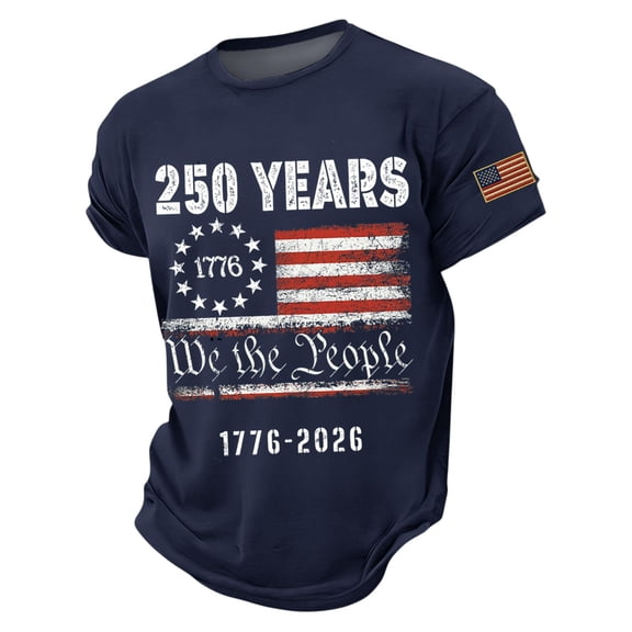 250 Years We the People Mens Patriotic T-Shirts Independence Day Graphic Tees American Flag T Shirts for Men Casual Summer Tops