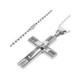 thumbnail image 2 of West Coast Jewelry Men's Beaded Layered Cross Steel Necklace, 2 of 3