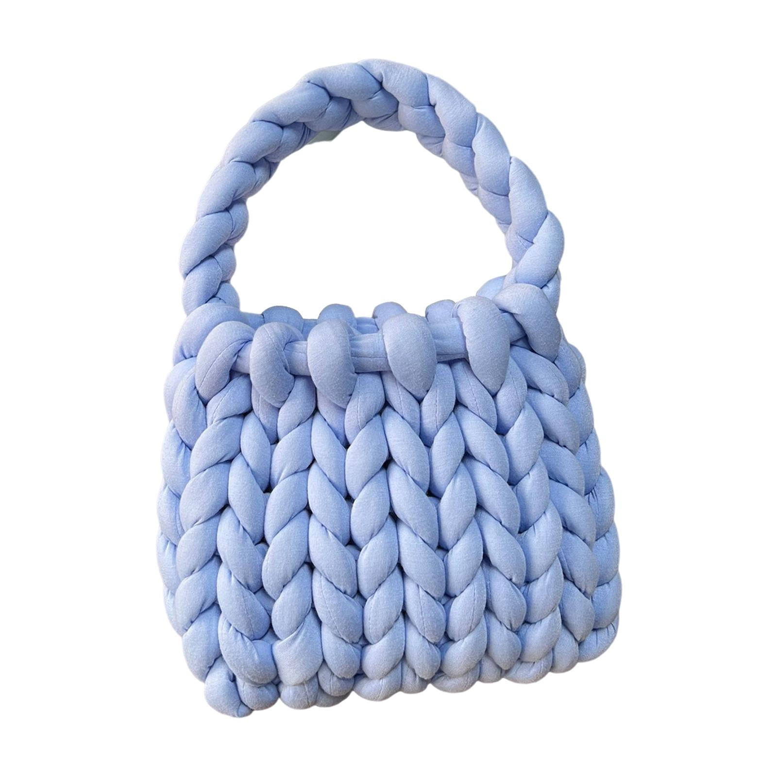 FVDPWYE Women Crochet Bag Clutch Purse Female Shopping Bag Knit Clutch Wallet Knit Purse blue