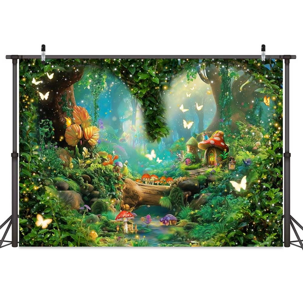9 x 6 ft Spring Forest Enchanted Backdrop Enchanted Fairy Tale Woodland  Green Garden Fantasy Mushroom Butterfly Background Girls Birthday Baby  Shower Party Decor Banner Photo Booth Props - Walmart.com