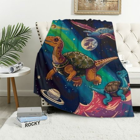 BCIIG Cartoon Space Dinosaur Blanket Universe Dinosaur Throw Blanket Stuff for Boys Girls Kids Dinosaur Lovers Adults Comfort Warm Cozy Plush Fleece Flannel Blanket Decor for Couch Sofa Bed