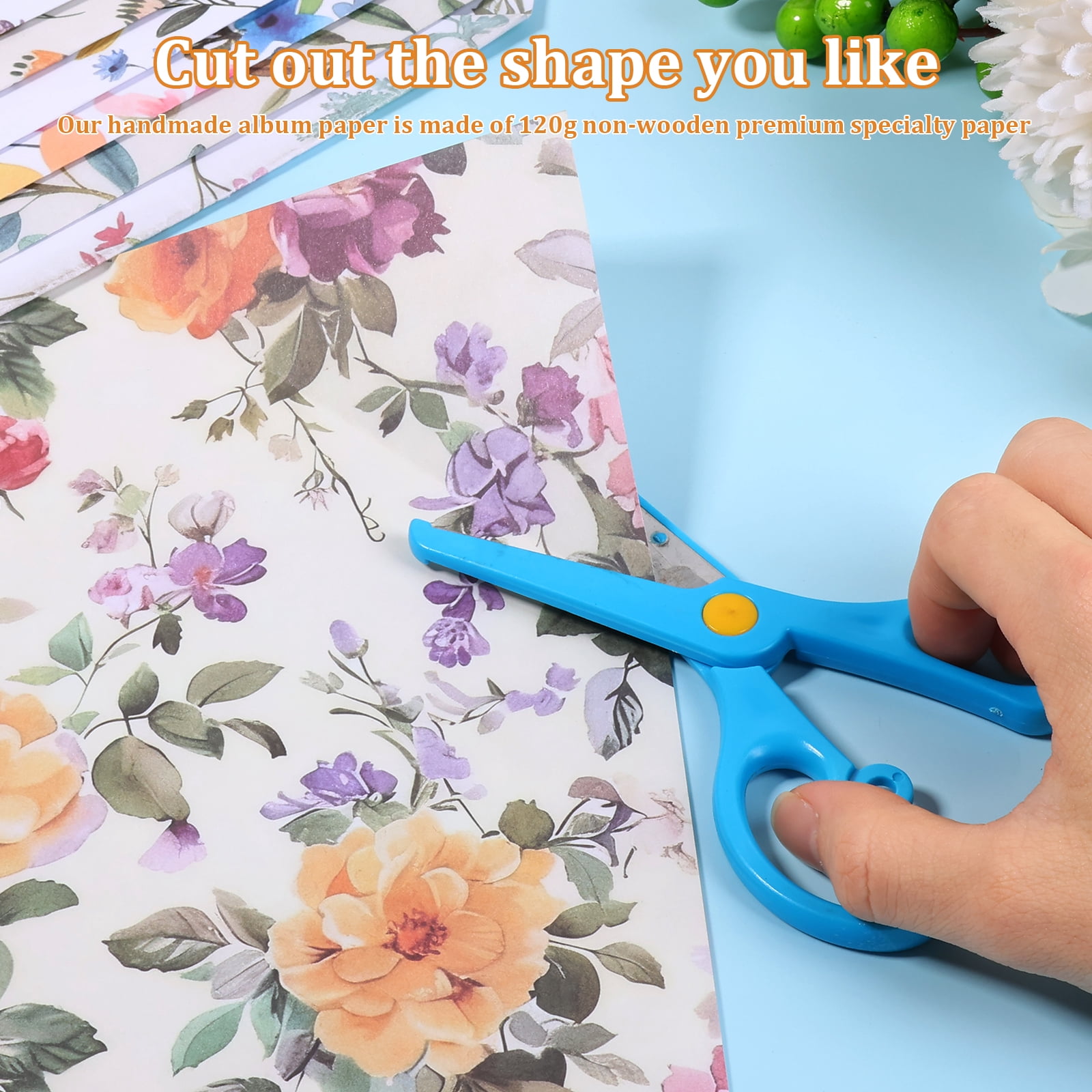 48Pcs Vintage Floral Scrapbook Paper Set Double Sided Flower Pattern Decorative Craft Paper for Birthday DIY Card