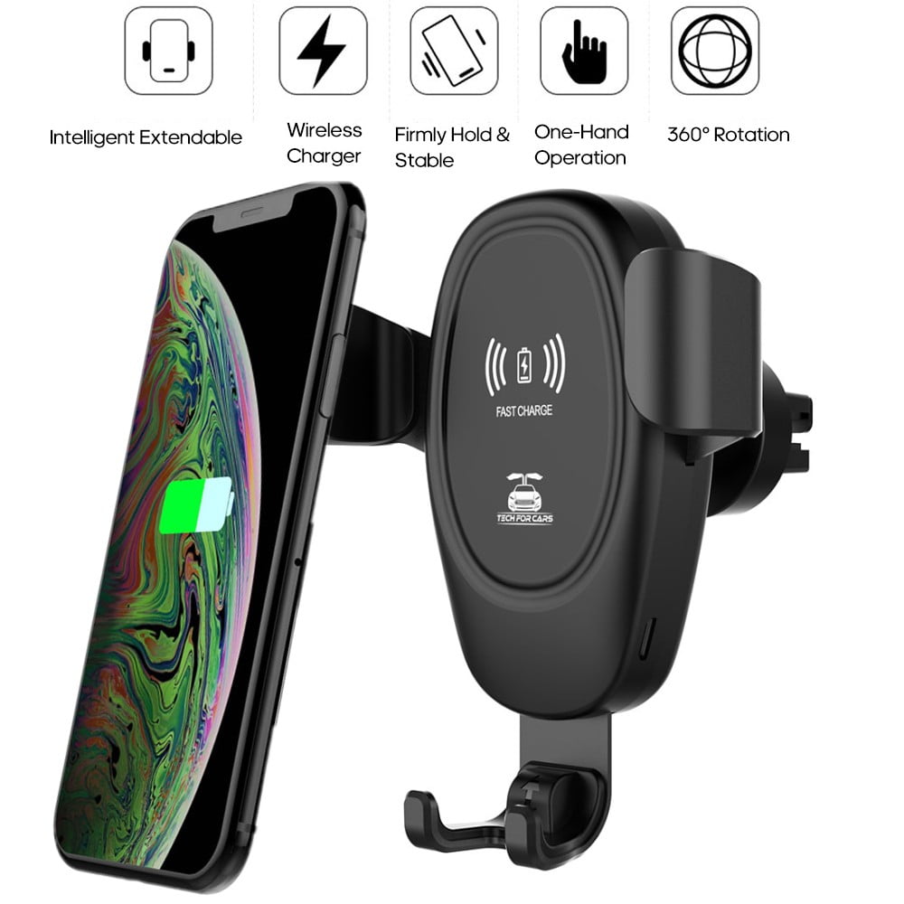 10W Fast Wireless Car Charger Vent Mount, Fast Charging Auto-Clamping Air Vent Car Phone Holder for iPhone 13/13 mini/12/11/XS/XR/X/8,Samsung S22/S21/S20/S10/S9 Note 10