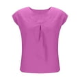 thumbnail image 5 of Fesfesfes Women's Linen Tops Summer Outdoor Indoor Crew Neck Short Cap Sleeves Loose Soft T-shirt for Daily Wearing Breathable Blouse (Purple,XL), 5 of 7