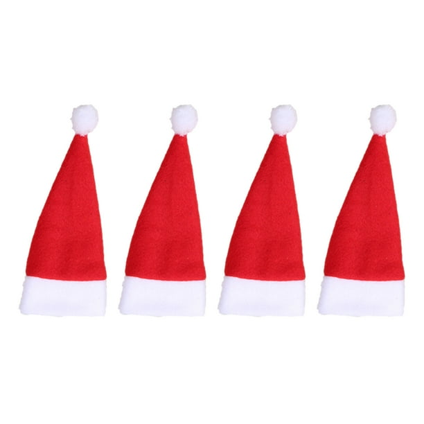 4 Mini Gorros Navideños, Cubiertos Navideños, Portacubiertos, Mini Gorros De Papá Noel Para Portacubiertos, Cubiertos Para Dulces, Botellas De Vino (4,7 X 2,4 Pulgadas)