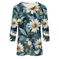 thumbnail image 5 of Floral Print 3/4 Sleeve Tops for Womens Summer Tshirts Casual Crewneck Shirts Fashion Basic Fit Tee, 5 of 5