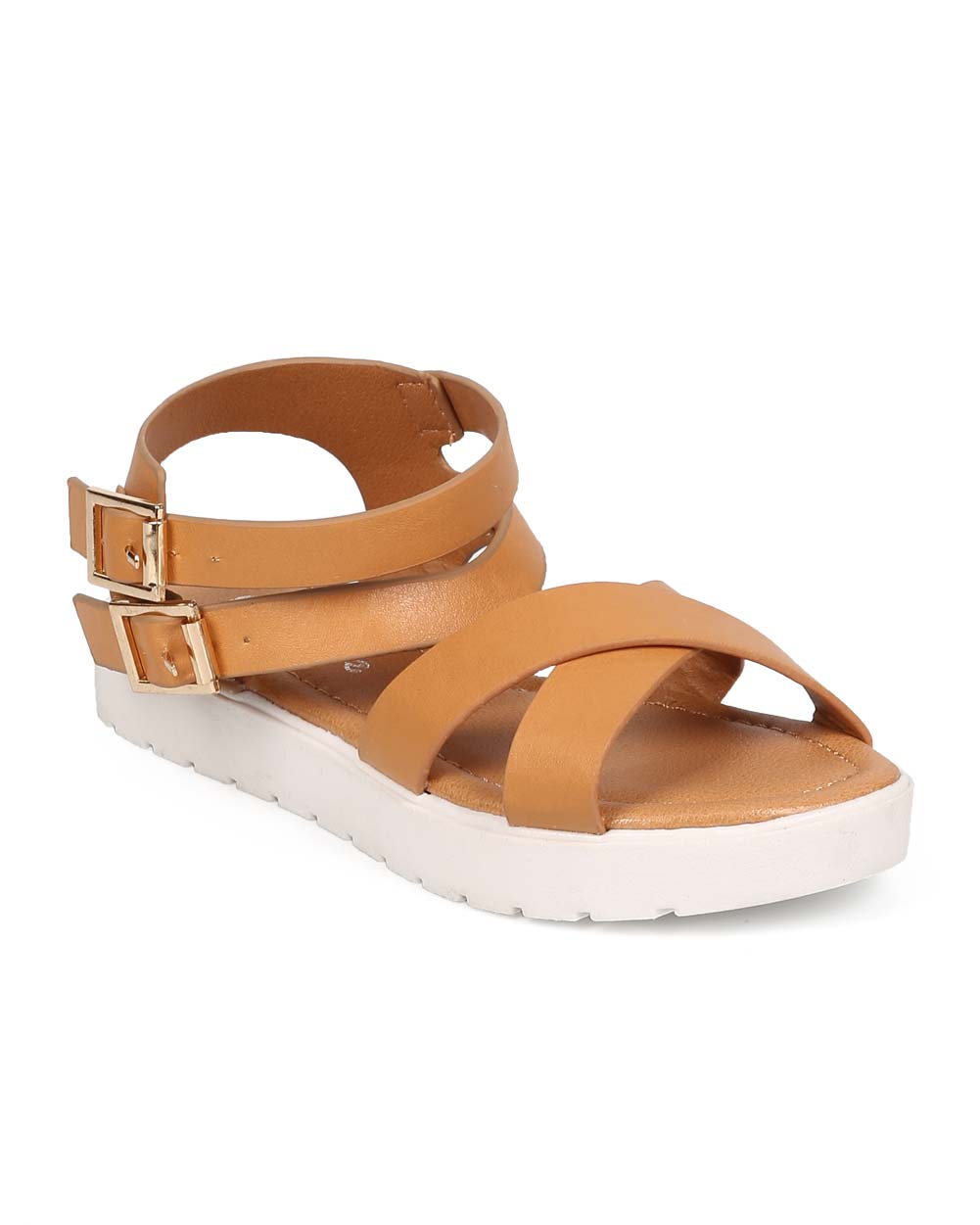 Link Aimee-96K Girl Leatherette Open Toe Criss Cross Lug Sole Gladiator  Sandal - Walmart.com