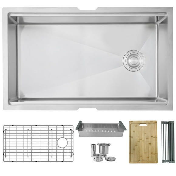 STYLISH Undermount 33 inch Stainless Steel Single Bowl Workstation Kitchen Sink with accessories
