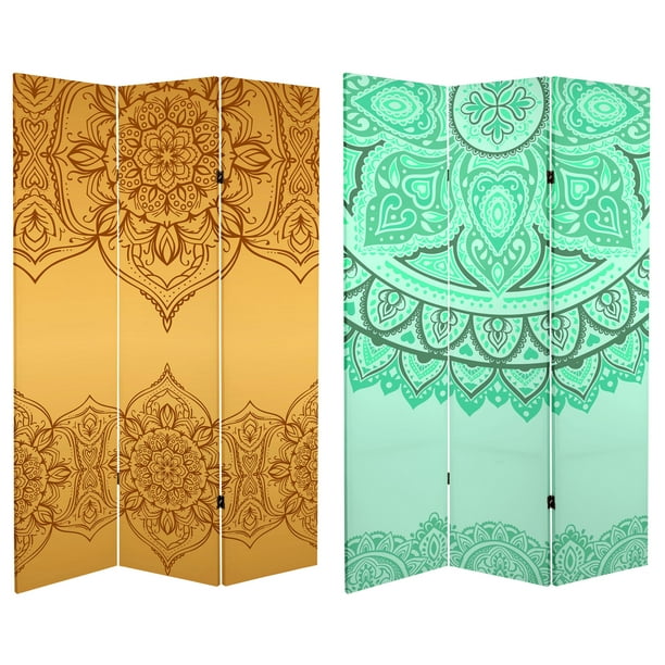 Oriental Furniture 6 ft. Tall Mandalas Canvas Room Divider 3 Panel