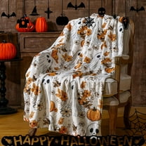 Halloween Ghost Blanket - Bohemian Fleece Throw (Reversible Couch/Bed Decor for Autumn & Parties)