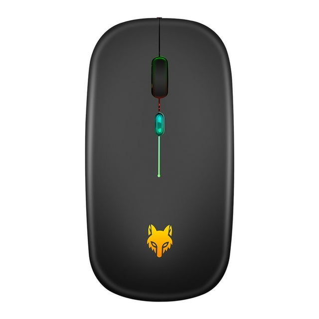 Mouse inalámbrico LED delgado para PC, portátil, 2.4G, 4 botones, carga USB, RGB, inalámbrico para computadora. Negro