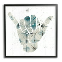 Stupell Industries Hang Loose Hand Sign Modern Abstract Pattern Graphic Art Black Framed Art Print Wall Art, 12x12, by Daphne Polselli