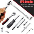 thumbnail image 3 of Chrome Vanadium Steel Drive Impact Socket Set | Drive Ratchet Metric Wrench Tool Set, Multi Sockets, Universal Joint, Extension Bar | Bit Coupler, Spinner Handle For Auto Repairing Tool, 3 of 5