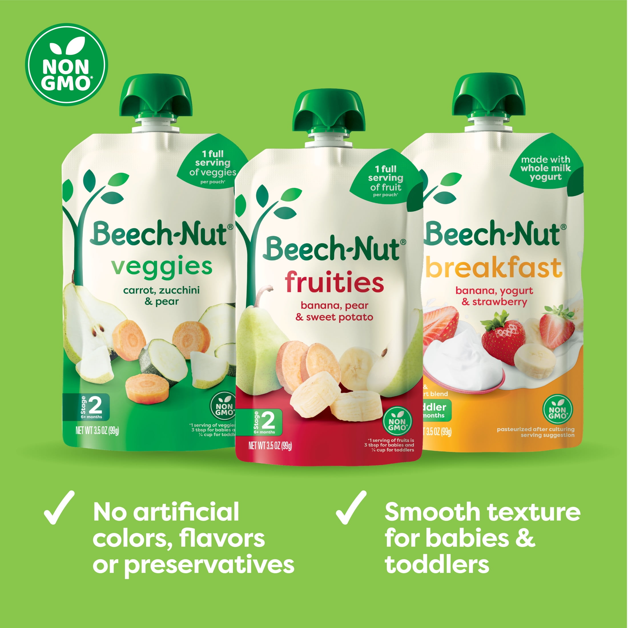 Beech-Nut Favorite Flavors Stage 2-4 Toddler Food Variety Pack, 3.5 oz Pouch (9 Pack)