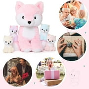 MorisMos 20 Fox Stuffed Animals Fox Plush Toy Stuffed Mommy Fox with 4 Babies