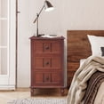 thumbnail image 4 of Vertical 3-Drawer Side Table with Storage, Narrow Desk for Living Room, Bedroom, Office & Entryway, Space-Saving Design, 15.7"D x 11.8"W x 26"H, Walnut, 4 of 7