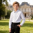 thumbnail image 2 of Mnyotv Boys Girls School Uniform Shirts Long Sleeve Button Down Polo Classic Plaid Shirt for Teens Size 13-14 Y, 2 of 6