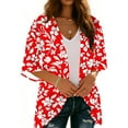 thumbnail image 4 of successthop Womens Cover Up Spring Casual Open Front Cardigan Holiday 3/4 Sleeve Knitwear Floral Beach Clothes Green 2XL, 4 of 7
