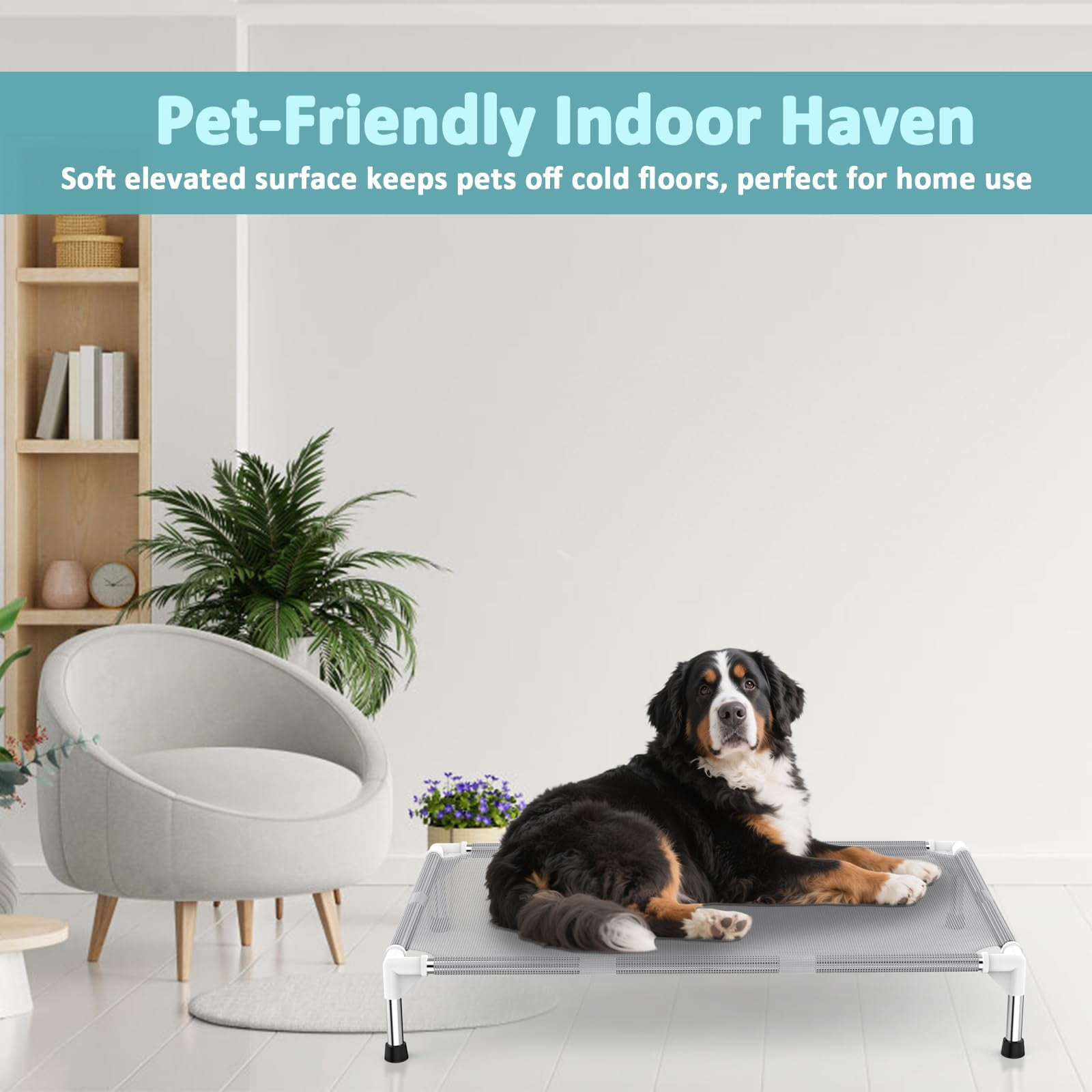 Elevated Dog Bed With Teslin Fabric - Lightweight For Large Dogs  Waterproof & Washable Breathable Mesh Raised Pet Indoor Outdoor Use Anti-slip Easy Clean