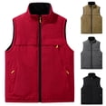 thumbnail image 2 of ZCFZJW Men's Lightweight Vest Sleeveless Outdoor Quilted Sherpa Fleece Thick Warm Reversible Work Jacket for Travel Hiking Running with Pockets Khaki XXXXL, 2 of 6