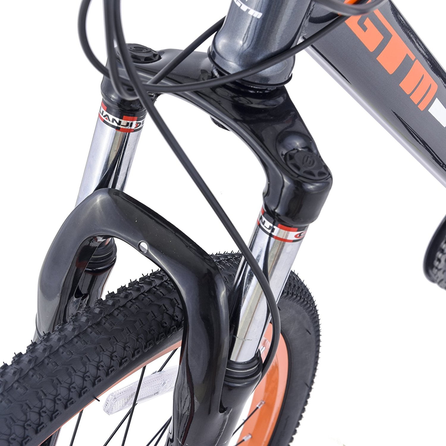 27.5" Men's Mountain Bike 21 Speed Hybrid Bicycle Shimano Sports Grey&Orange 