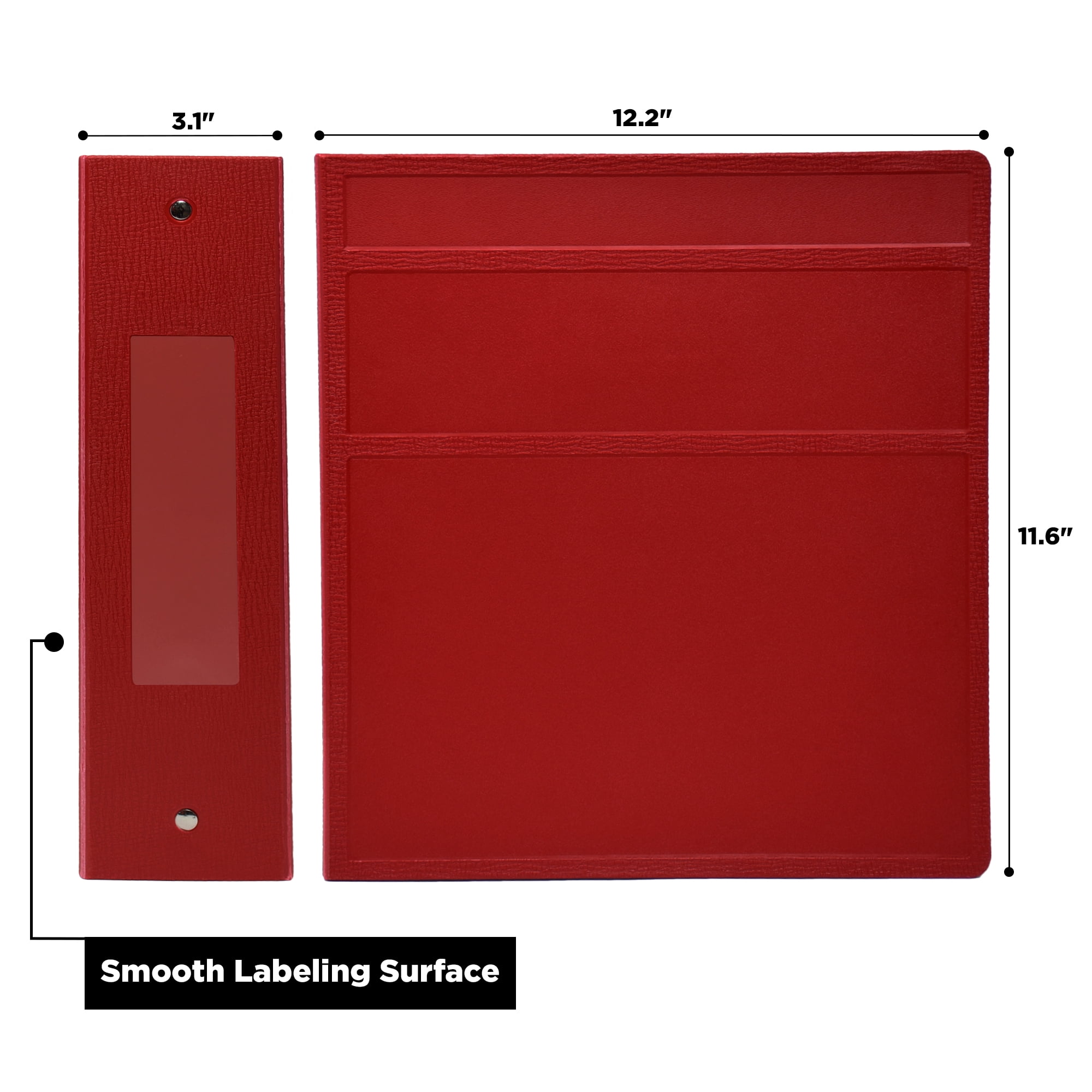 Carstens 3-Inch Heavy Duty 3-Ring Binder - Side Opening, Brick Red