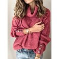 thumbnail image 1 of Hauts en Tricot Ample pour Femmes Grande Taille, Col Bénitier, Manches Longues, 1 of 2