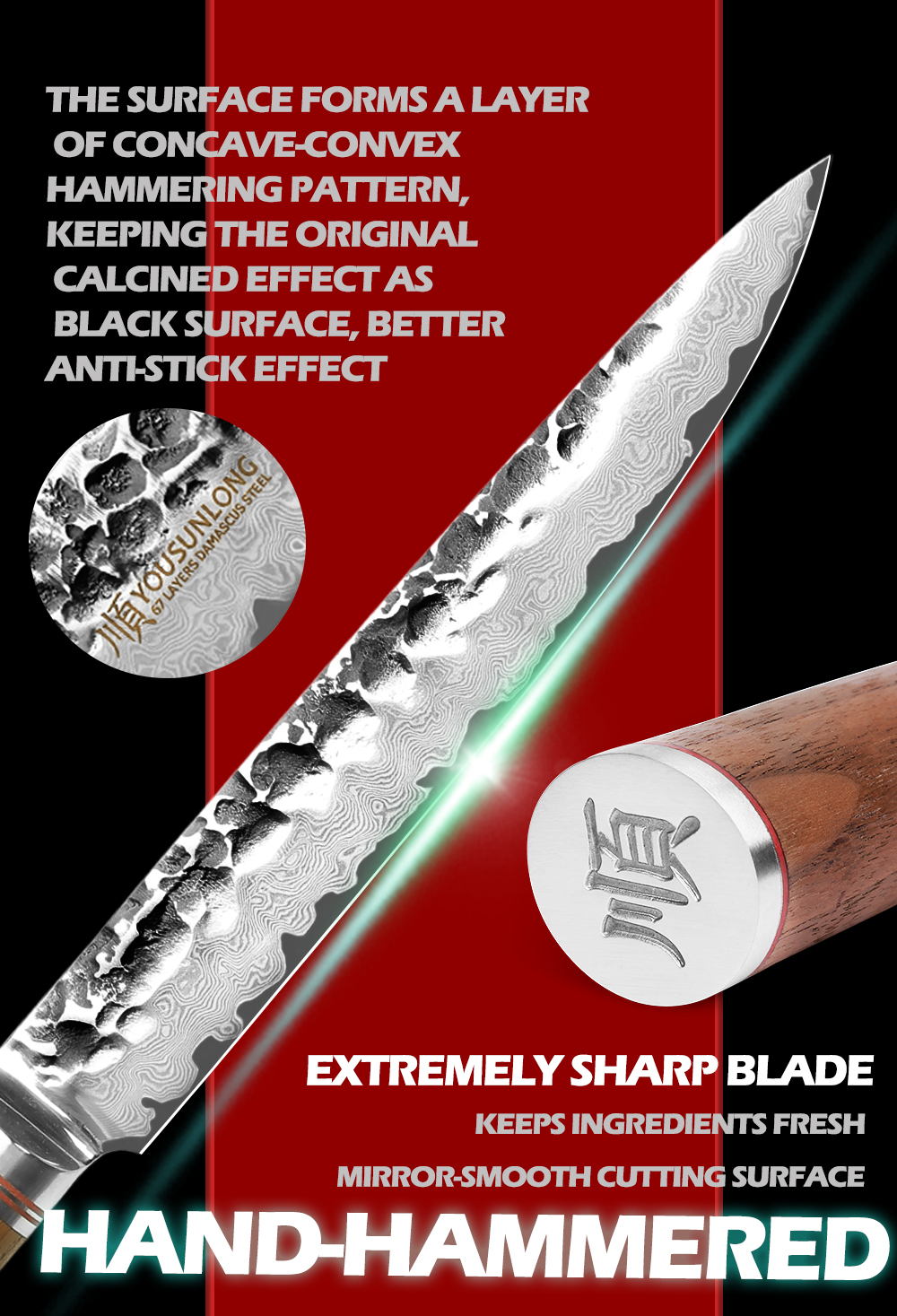 YOUSUNLONG Damascus Steel 8-Inch Japanese Sashimi & Sushi Carving Knife
