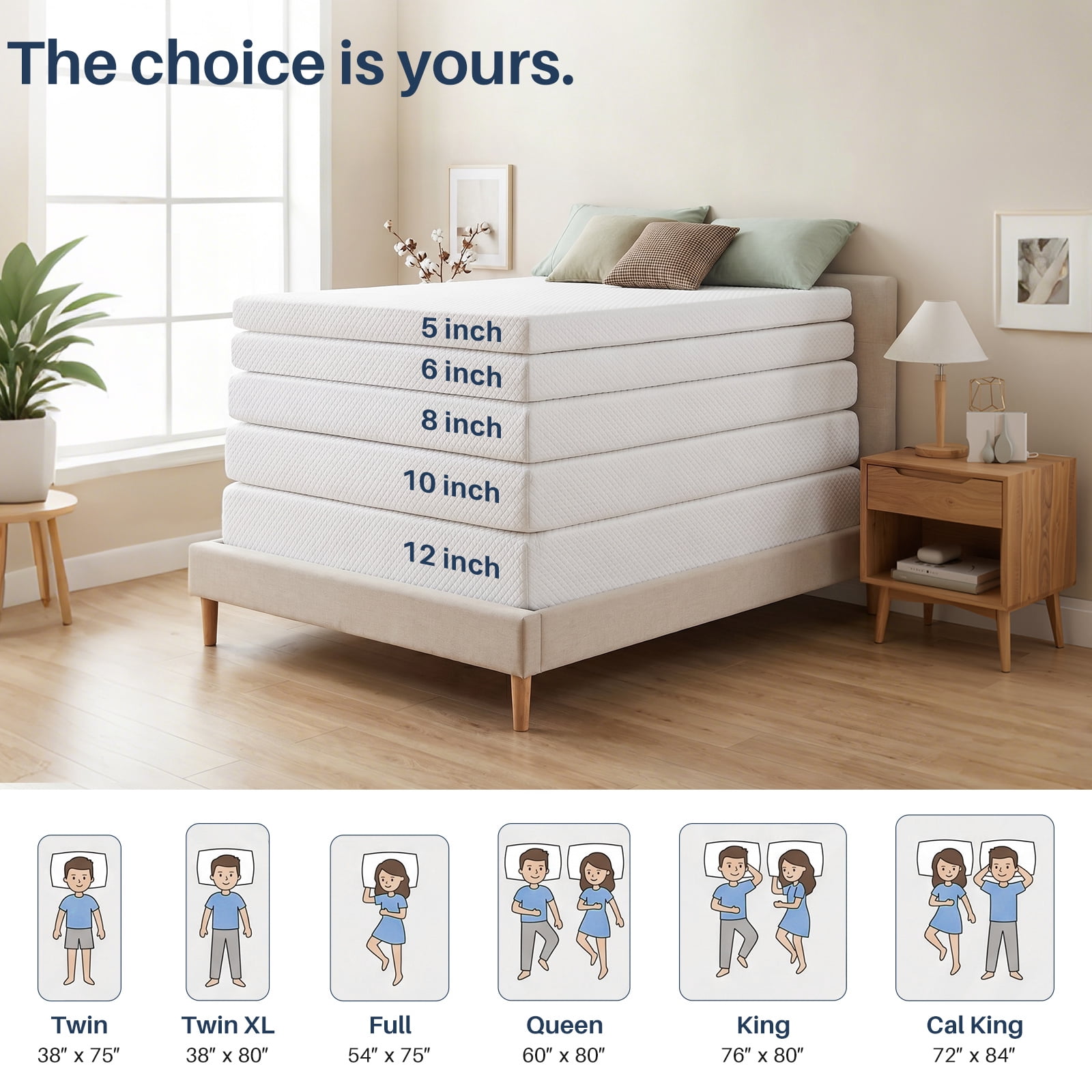 IULULU 6 Inch Gel Memory Foam Mattress, Twin Size Mattress with Graphene Cooling Cover, Fiberglass-Free, Medium-Firm, Bed in a Box