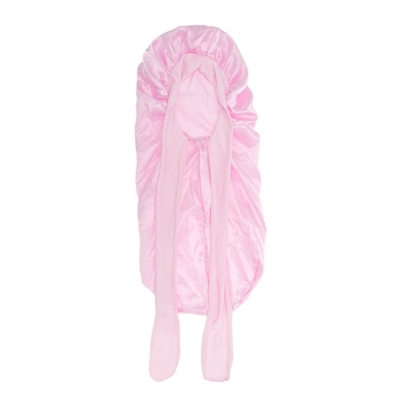 Unique Bargains 1 Pc Durable Bow Shower Cap for Bathroom Pink Satin Fabric Stretch Fabric