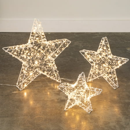22.5 H  17 H and 12 H Sullivans Lighted Outdoor Stars - Set of 3  White